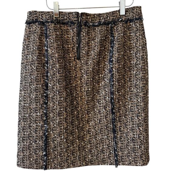 Trina Turk Metallic Tweed Lady Pencil Skirt Black Brown 8 - Picture 3 of 6